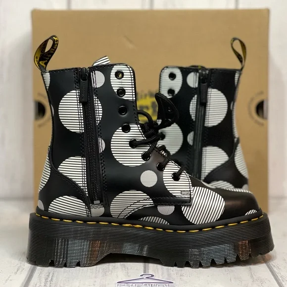 🔥Dr.Martens Jadon Polka Dot Smooth Leather Platform Boots MNS 5/ WOMENS 6 NEW🔥 - Picture 8 of 11
